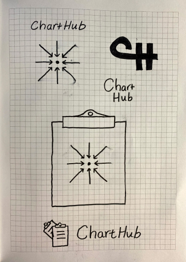 branding sketch of charthub logo ideas